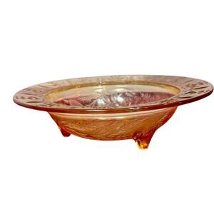 1930s Hocking Mayfair Open Rose Footed Pink Depression Glass Bowl